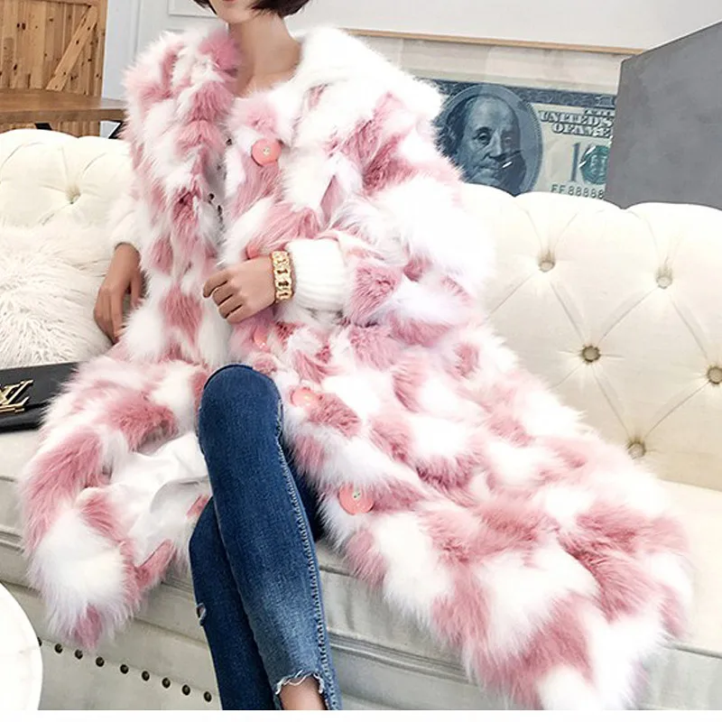 Renard Hiver Épaissir Faux Survêtement Style De Folobe En Chaud Fausse Pardessus Moelleux Femmes Style 2018 Rose Long Blanc Manteau Manteaux Veste Extra short Fourrure 6TAAwSx