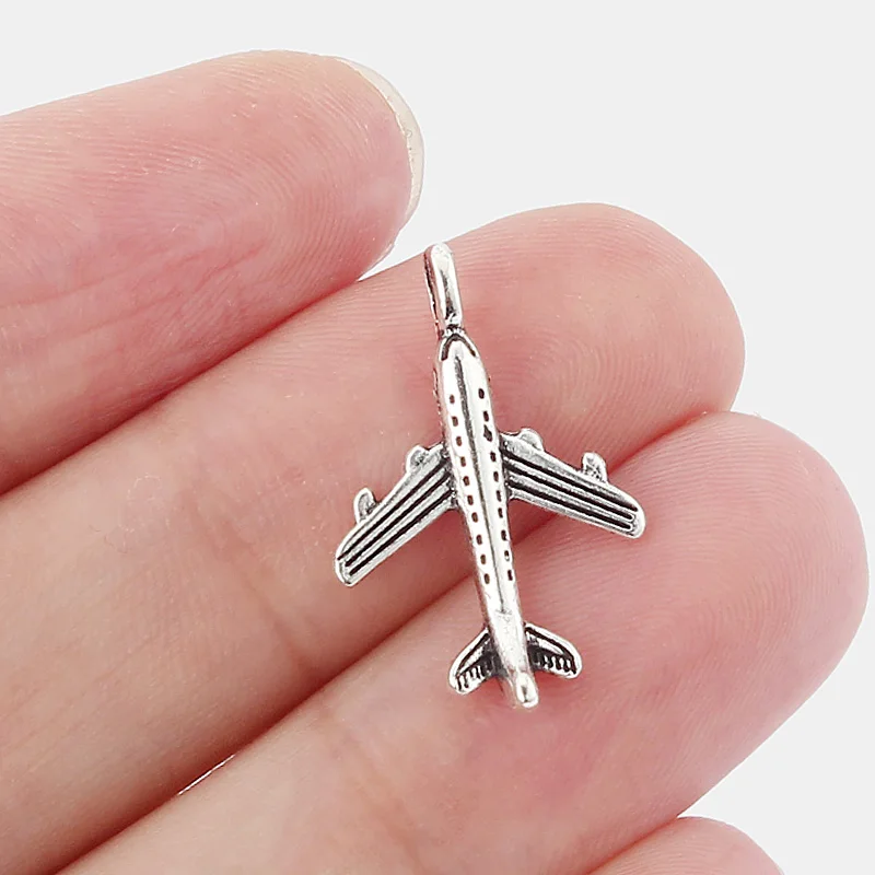 

30 PCS Aeroplane Airplane Plane Pendants Antique Silver for Jewelry DIY Making Finding 23x15mm
