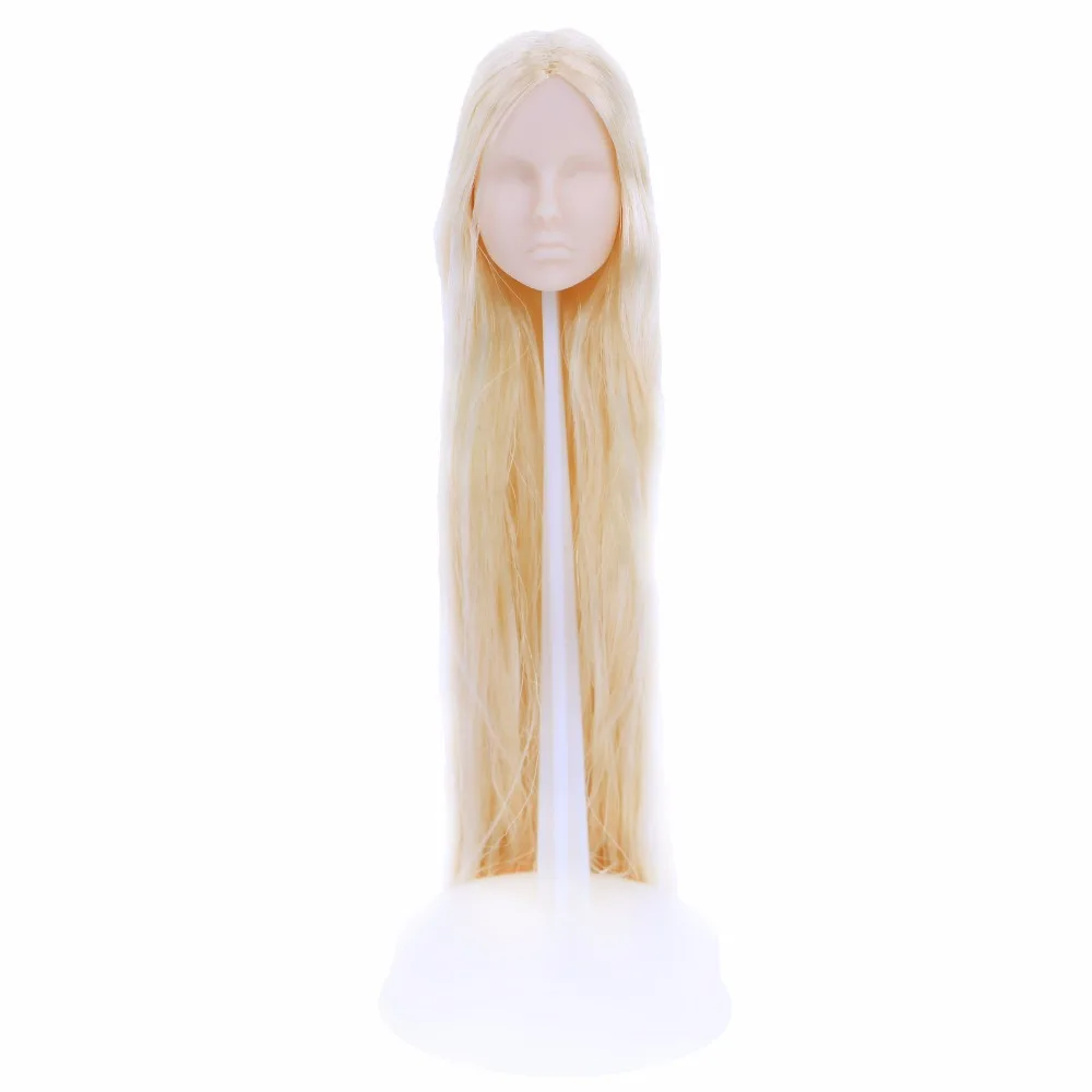 Высококачественная Кукольная голова без макияжа длинные светлые прямые волосы для занятий 1:6 мягкие пластиковые аксессуары для 1" Кукла, детская игрушка