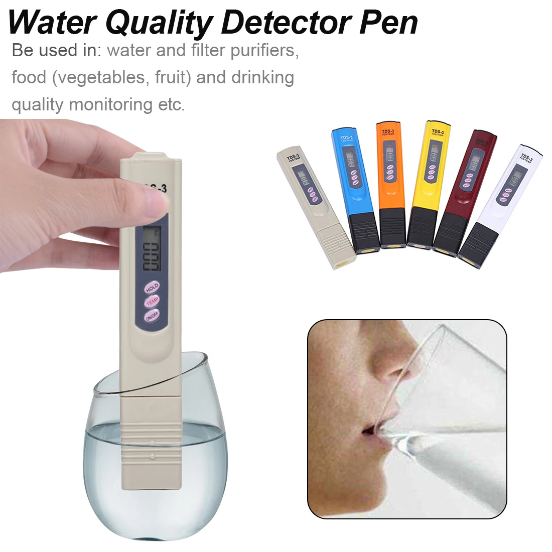 

Portable 0~9990ppm LCD Digital Water Tester Quality Testing Pen Purity Filter Total dissolved Meter Temp Tools