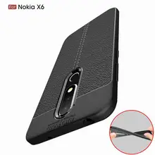 Lichee Tekstur Coque Cover 5.8For Nokia X6 Case untuk Nokia X6 6.1 6 2018 Plus Nokia6.1 Telepon Kembali Coque Cover kasus(China)