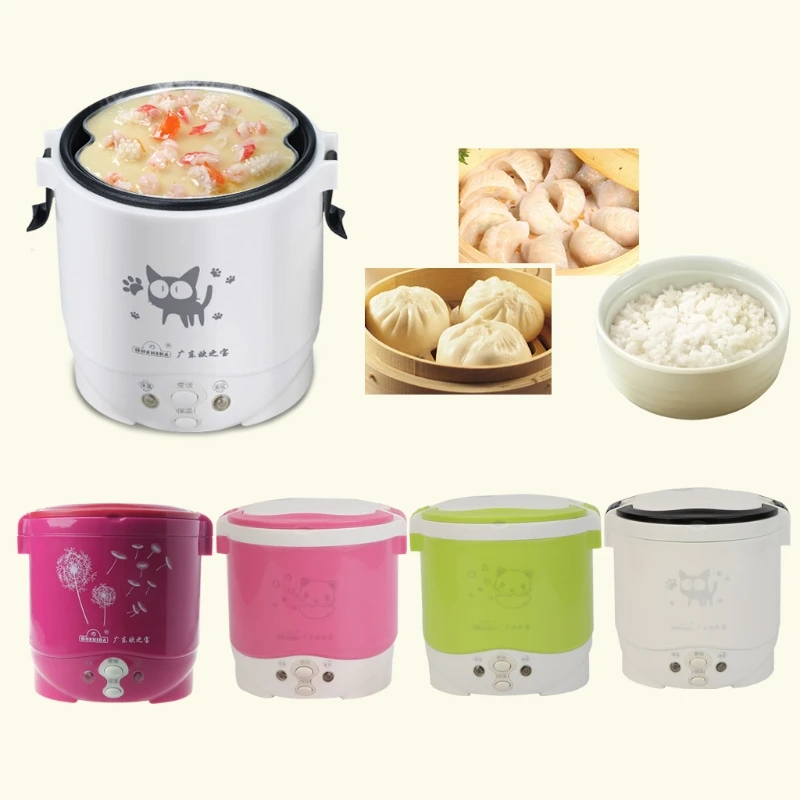 

1L Portable Lunch Box Rice Cooker Steamer 220V/12V/24V Stainless Steel Inner Pot
