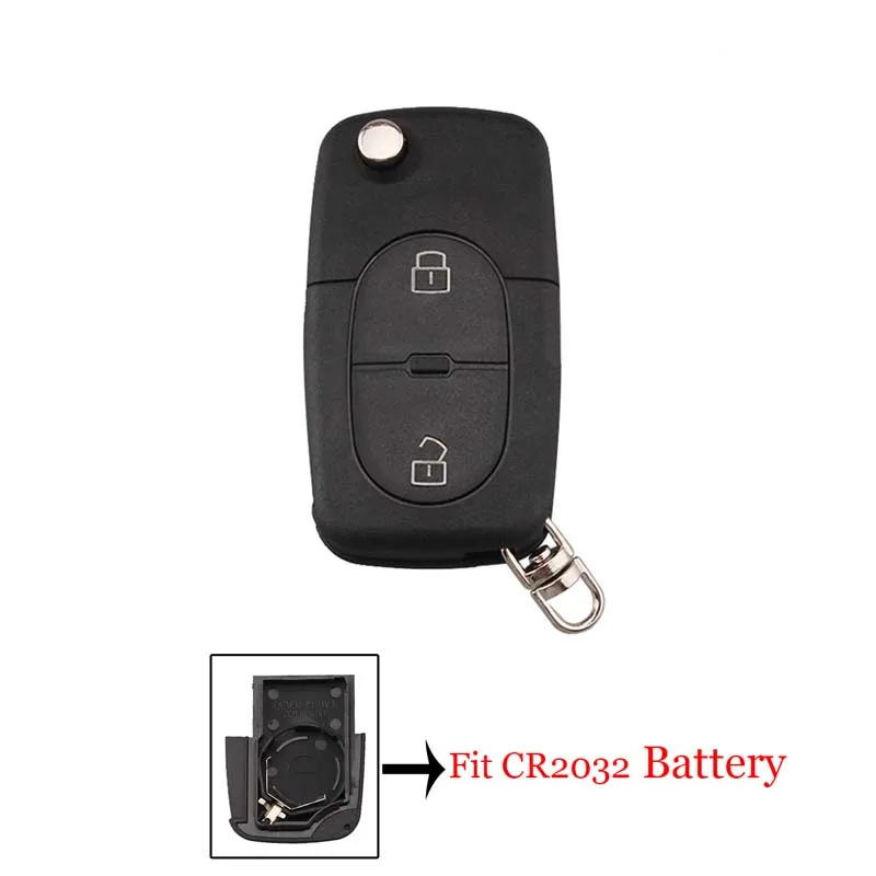 BHKEY 2 кнопки дистанционный Автомобильный ключ оболочка для AUDI CR2032 или CR1620