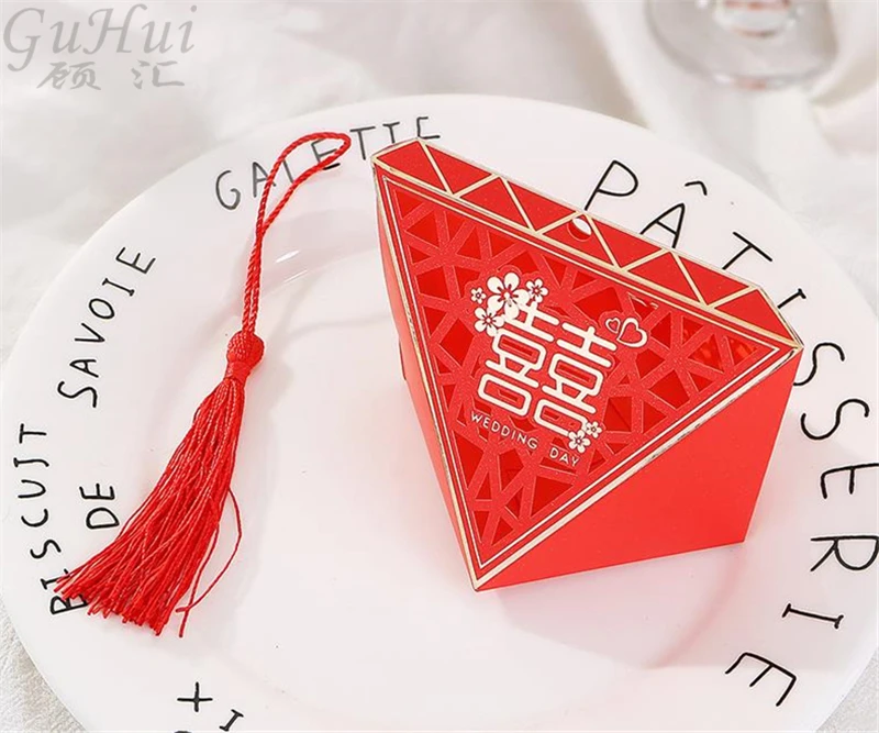 50 шт. в китайском стиле розовый и красный синий полый алмаз форма коробка конфет вечерние для вечеринки, свадьбы двойное счастье новый год