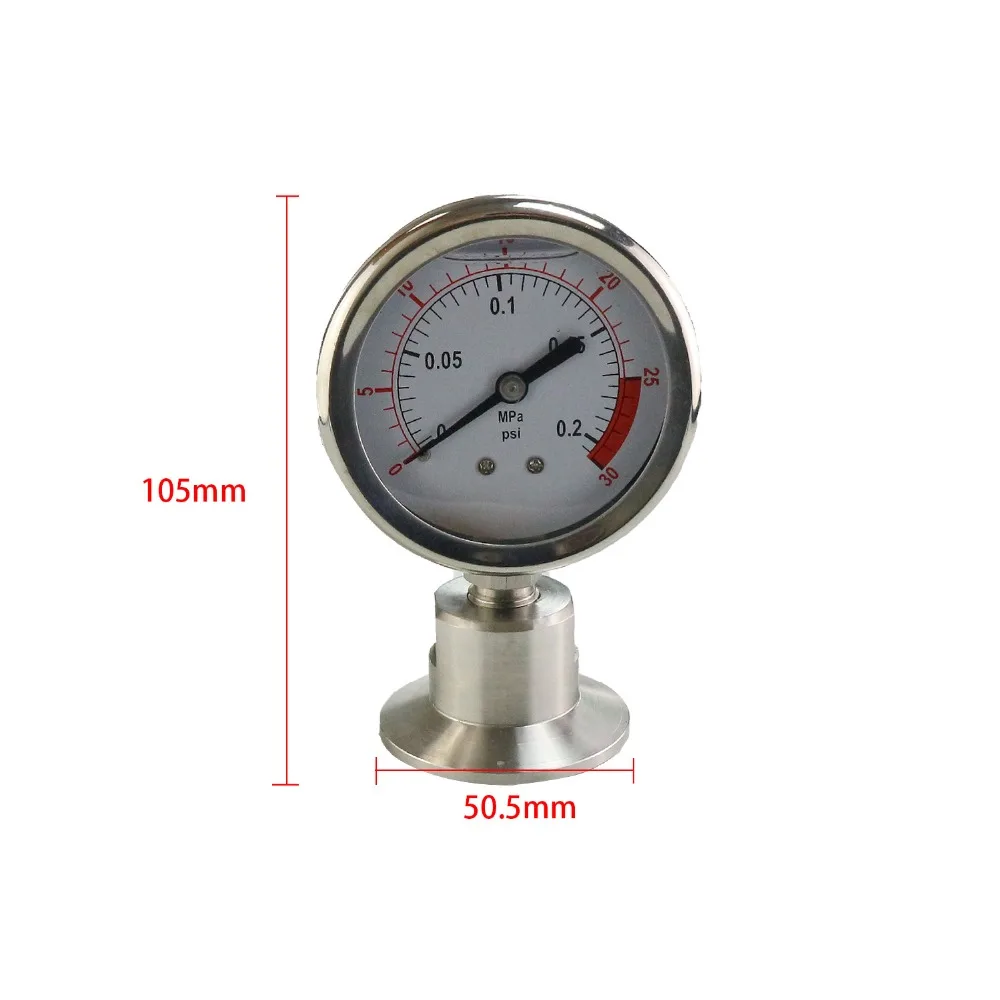 Homebrew Манометр 0-30 PSI 1," Совместимость с Три-клампом санитарно с нижним креплением