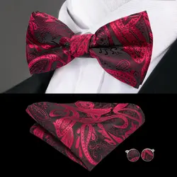 Привет-галстук мода Красный Пейсли бабочкой для Для мужчин Роскошные шелковые ткани Бабочка галстуки для мужской костюм бренд галстук