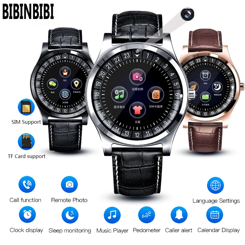 

BIBINBIBI Men Women Smart Watch Support with Camera Bluetooth SIM SD Card Smart watch Wrist Watch for Android Phone Couple Band