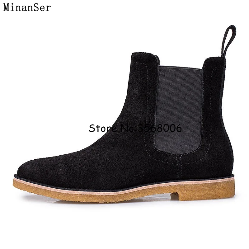 Slip-on Men Suede Ankle Boors British Style Man Spring Autumn Chelsea Boots Rome Male Fashion Shoes High Quality | Обувь