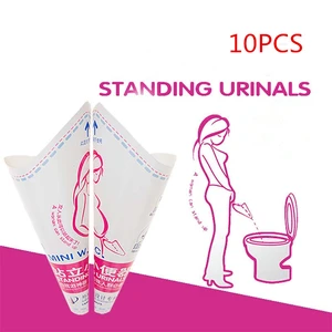 10 шт./лот одноразовые Бумага писсуар писает женский постоянное мочеиспускание устройство встать отдых путешествия на открытом воздухе Портативный в Funne Туалет - изображение