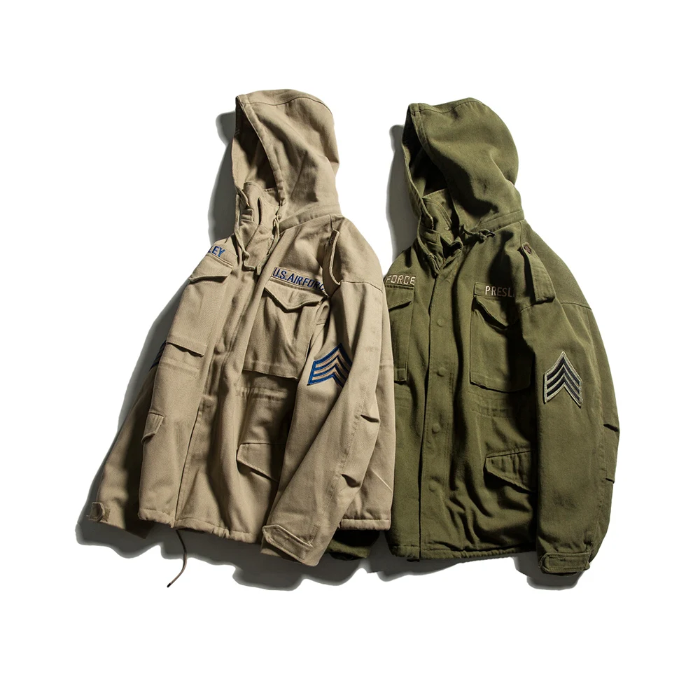 khaki hooded coat