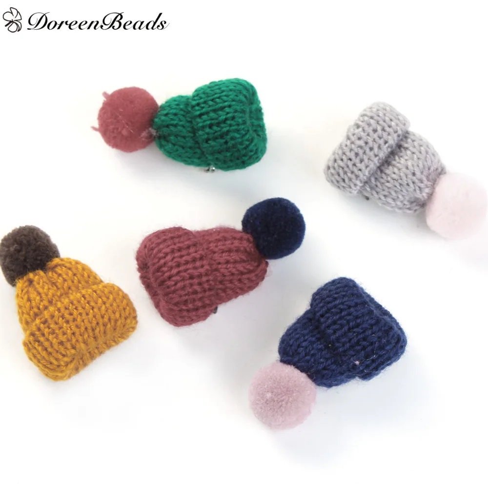 

DoreenBeads 1PC Cute Kawaii Wool Hat Badges Safety Pin Brooches Pom Pom Ball Multicolor Clothes Bags T-shirt Decoration
