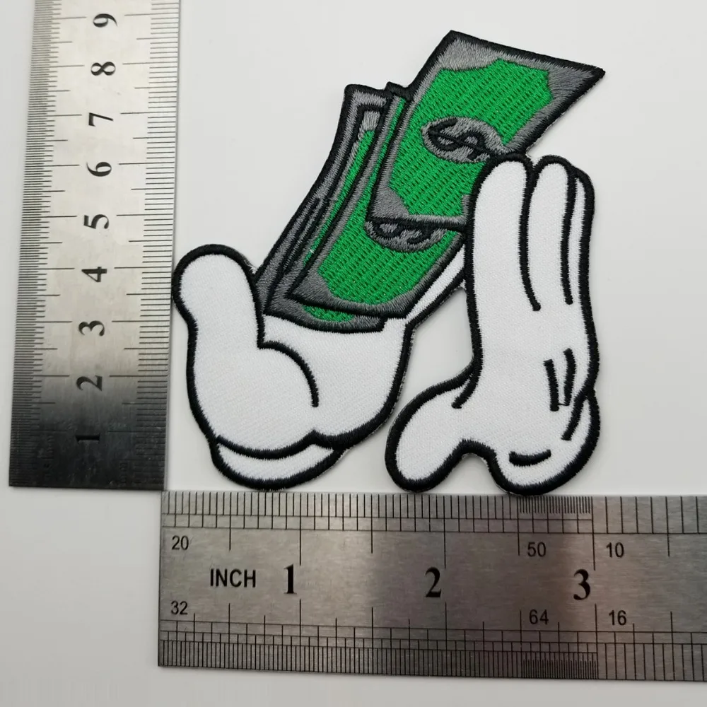 Money custom patch iron on biker Embroider Patches cloth stickers applique DIY any logo for jacket vest (2)
