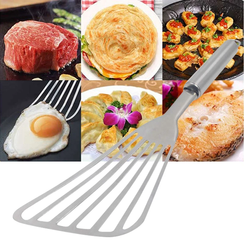 

Stainless Steel Fish Spatula Thickened Polished Fan Shovel Long Handle Shovel Barbecue Cooking Tool Turner Utensil