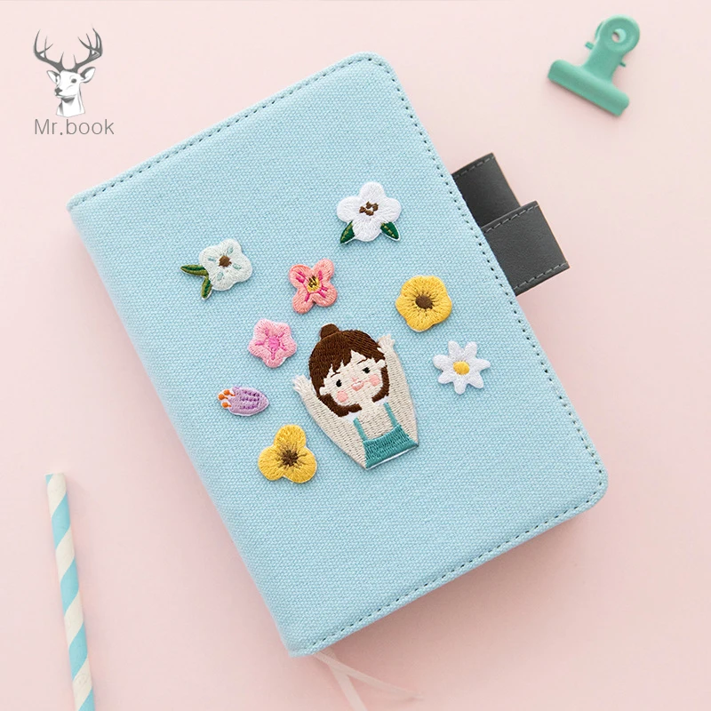 

Creative Boy Girl Flower Patch Set Embroidered Stick-on Patches for Notebook Clothes Bags Decoration Creative Stationery Sticker
