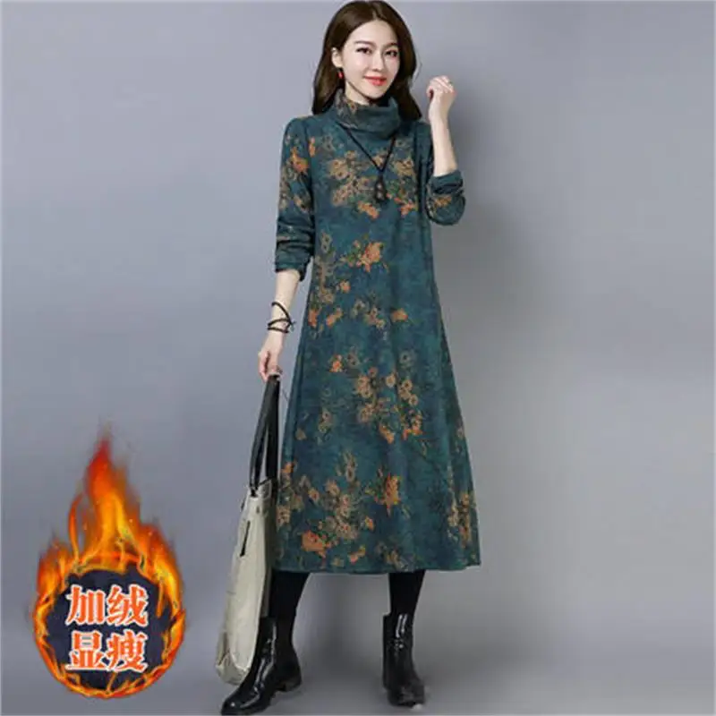 Женское шерстяное платье бархатное в стиле ретро на осень и зиму 2019 | Женская