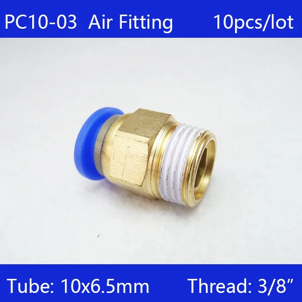 

Free shipping BSPT PC10-03, 10 pcs 10mm to 3/8' Pneumatic Connectors male straight one-touch fittings
