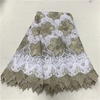 

2018 New Design African Swiss Voile Lace Fabric High Quality African Lace Fabric With Stones French Tulle Lace 5Yards For Dress