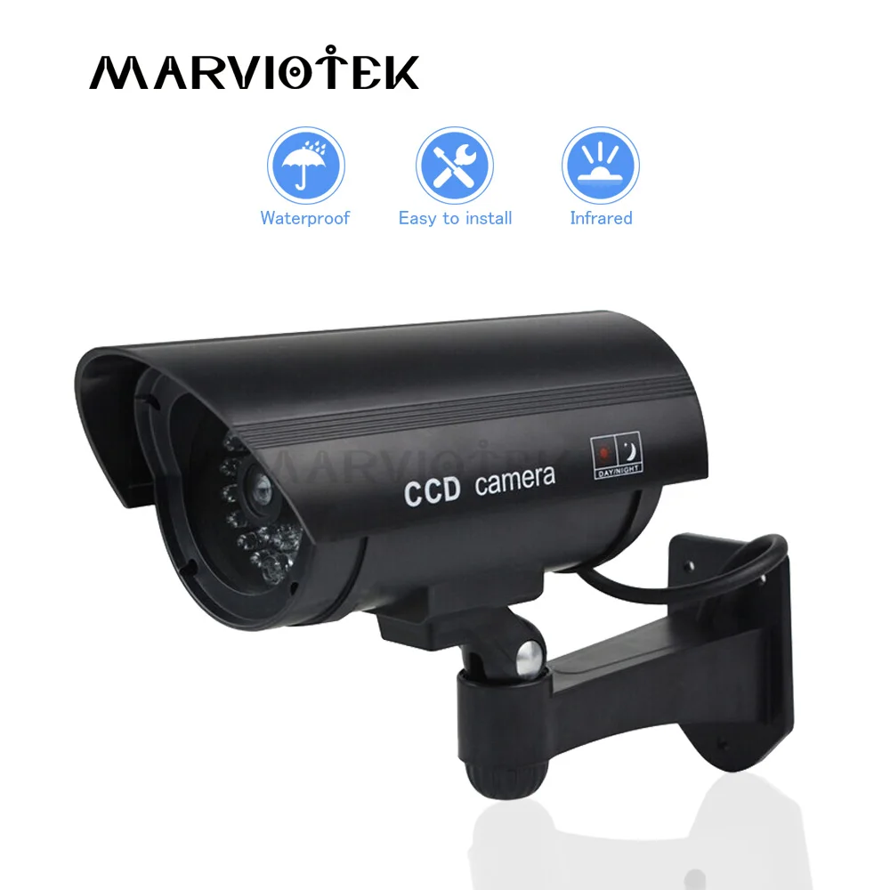  Waterproof Fake Camera Outdoor Dummy CCTV Camera With Flashing Red LED Realistic Look Bullet Indoor - 32966483362