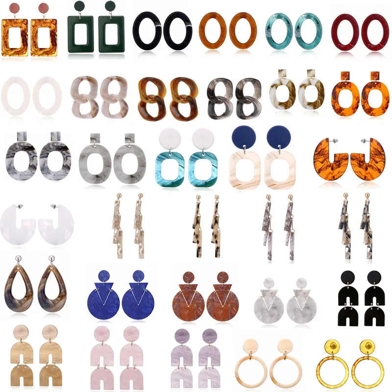 

Resin Acrylic Geometry Drop Earrings Women's Vintage Acetate Plate Leopard Earrings Fashion Statement Brincos Jewelry