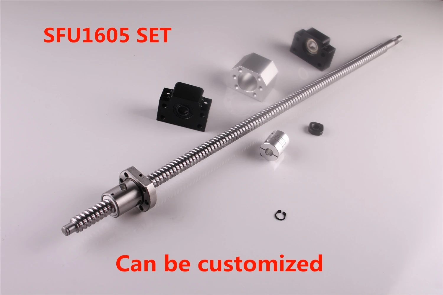 

BallScrew 1605-250mm to 1500mm End Machine with Ballnut Housing DSG16H + Couplers & BK12/BF12 End Support Ball Screw