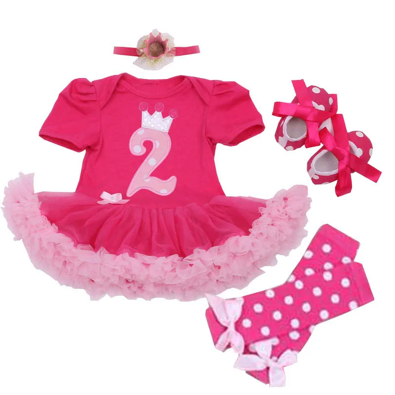 

Baby Girl Summer Clothing Sets 2nd Birthday Outfits Character Tutu Dress+Headband+Dot Legging+Shoes 1st Birthday Infant Clothes