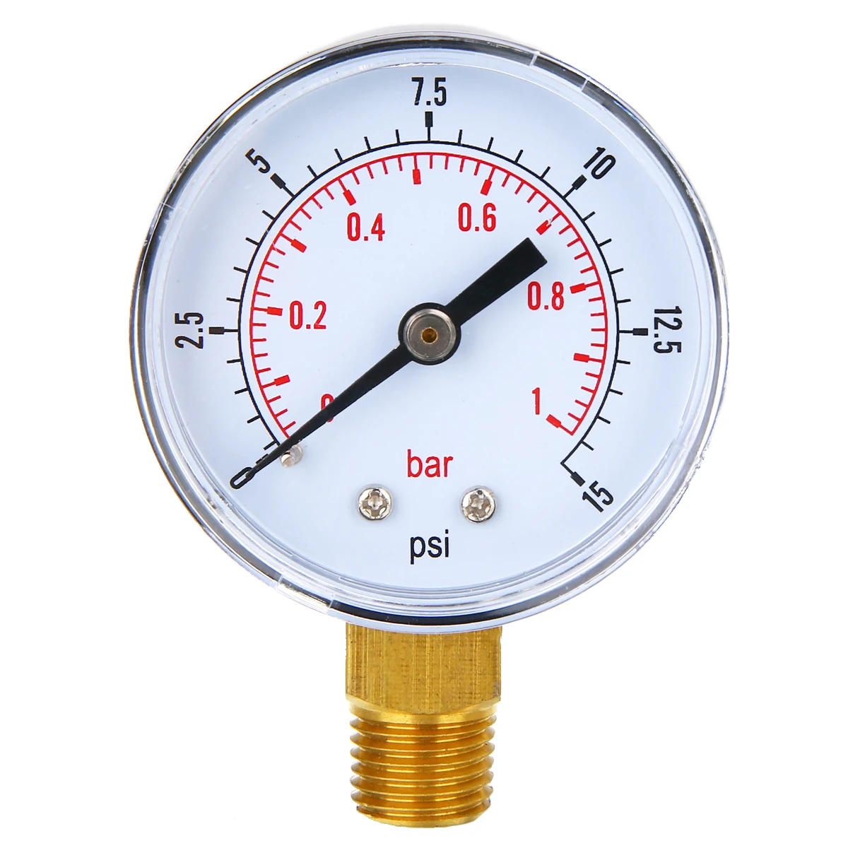 1/4 BSPT Low Pressure Gauge 50mm 0-15 PSI 0-1 Bar Pratical For Fuel Air Oil Gas Water