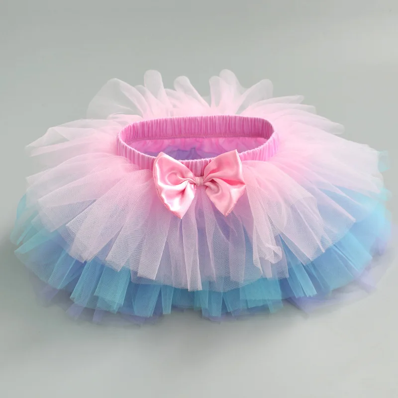 Юбка-пачка принцессы Одежда для маленьких девочек возрастом от 3 до 18 месяцев праздничные фатиновые юбки для маленьких детей с радугой детское бальное платье, L260