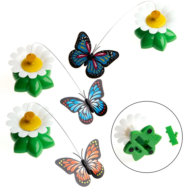 

1PC Cat Toys Supplies Pet Cat Kitten Toys Electric Rotating Butterfly Rod Cat Play Toy Funny