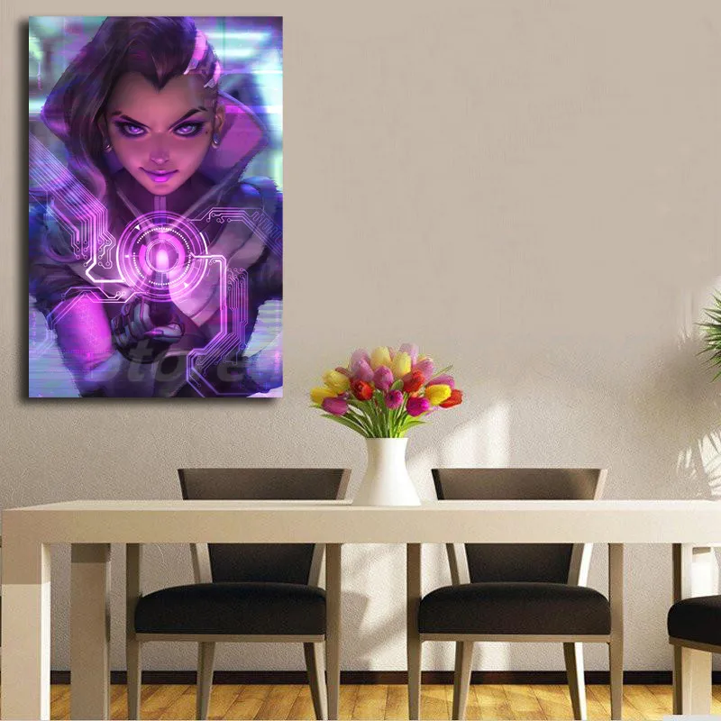 Sombra Overwatchs HD обои настенные художественные холст постер и печать Картина