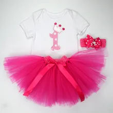 Christmas Baby Girl 3pcs Clothing Sets Infant Cotton Romper Tulle Skirt Headband 3pcs Outfits Costumes Birthday
