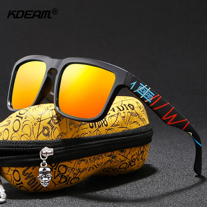 KDEAM ярко-красные поляризованные зеркальные солнцезащитные очки унисекс Размеры жизни спортивные солнцезащитные очки Для мужчин Для женщин свежих оттенков с арахиса чехол