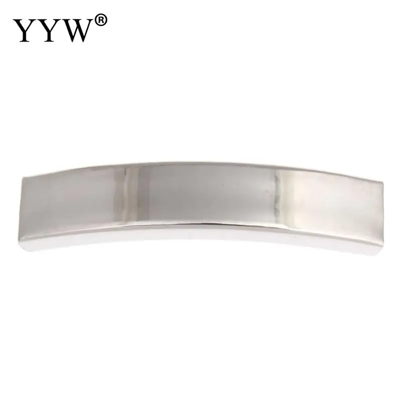 

YYW Jewelry Accessories 5PCs Silver-color Stainless Steel Slide Charm Beads 7 Size for Choose Rectangle ID Tags for Steel Bangle
