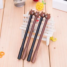 1 лот = 40 шт.! голова милого медвежонка 0,5 мм мультфильм черные чернила ручка для воды/гелевая ручка/Обучающие принадлежности/творческие канцелярские принадлежности