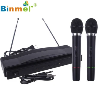 

2017 New Professional Wireless Microphone System Dual Handheld with 2 x Mic Cordless Receiver ju21 Dropship
