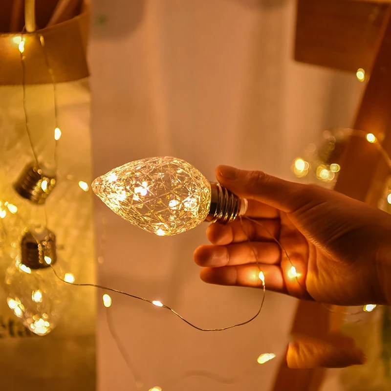 100Led Fairy Retro Geometric Bulb Lanterns Copper Wire String Light 3m LED Decor For Christmas Garland Wedding gerlyanda 100Led Fairy Retro Geometric Bulb Lanterns Copper Wire String Light 3m LED Decor For Christmas Garland Wedding gerlyanda