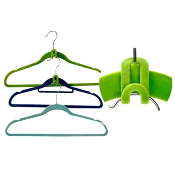 

10pcs Home Mini Multifunction Save Space Anti-Slip Clothes Hanger Connector Flocked Hook Closet Organizers
