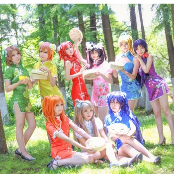 

Love Live cos short Chinese dress cheongsam Honoka Kotori Umi Eli Nozomi Maki Rin Hanayo Nico Cosplay Costume Lovelive qipao A