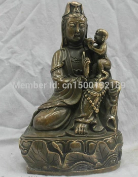 

xd 0087 Chinese China Folk Culture Handmade Brass Bronze Statue Guanyin Buddha Sculpture