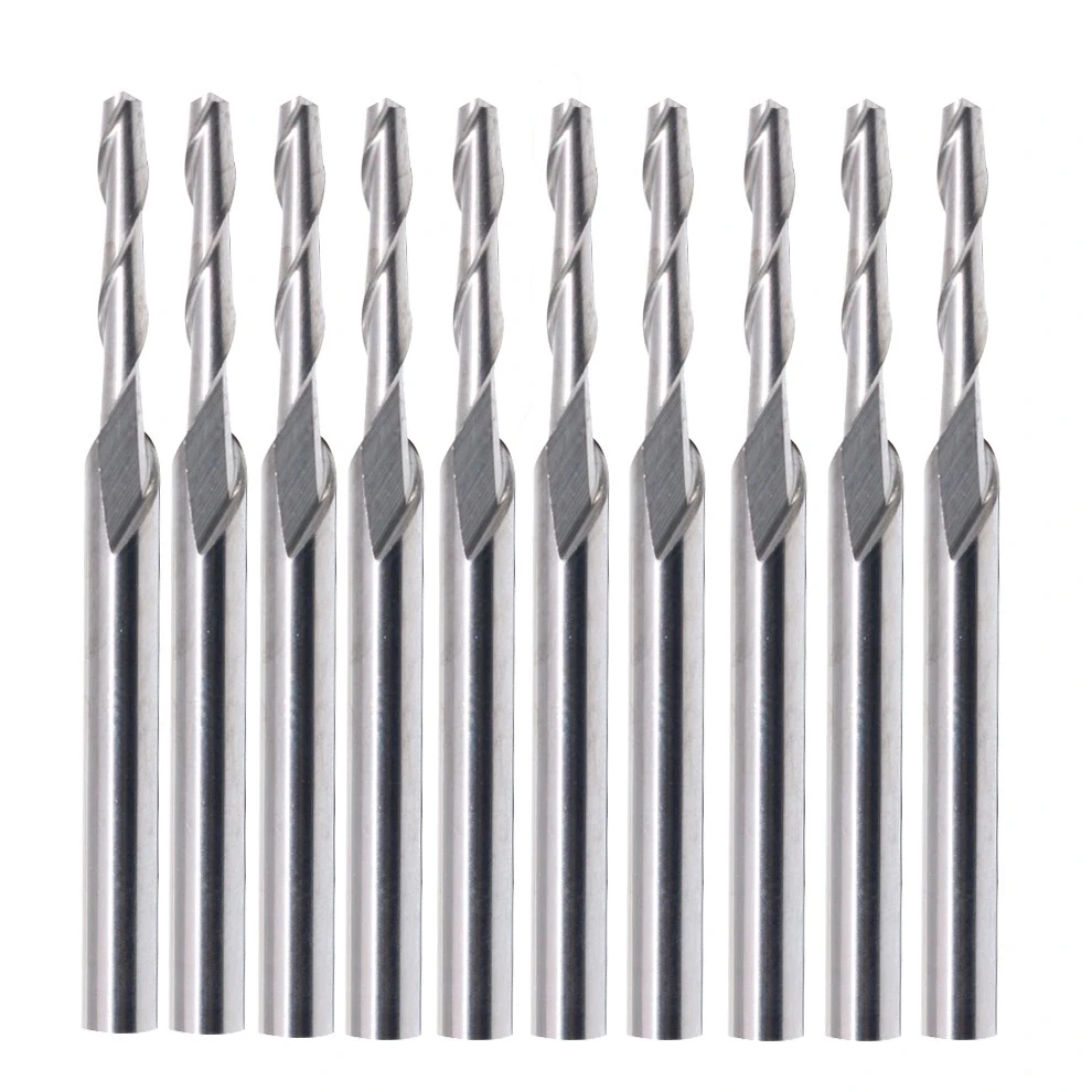 3.175 x 0.8 x 3mm CNC Double Flute Spiral Cutter Router Bits Cutting