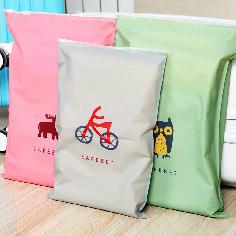 

Waterproof Zipper Ziplock Bag Cartoon Cute Storage Box Border Foldable Organizer Bag Socks Bra Underwear Storage Bags