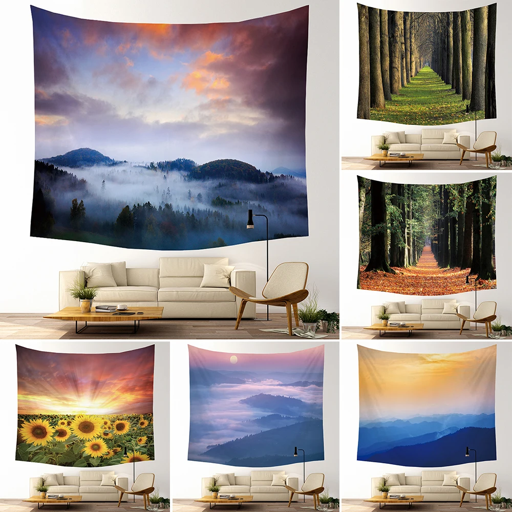 

MRL Beautiful Night Sky Wall Tapestry Home Decorations Hanging Forest Starry Decor Curtains Bedroom Blanket Table Cover Yoga Mat