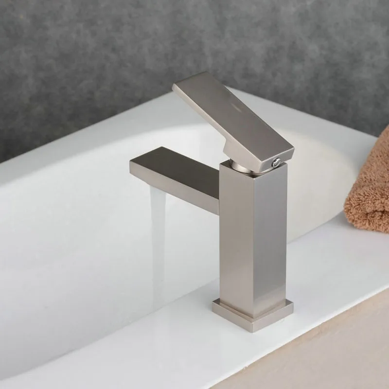 SRJ Bathroom Wash Basin Faucet Waterfall Tap Cold And Hot Water Tap Single Handle Brushed Wash Basin Sink Faucet Brass Tap SRJ Bathroom Wash Basin Faucet Waterfall Tap Cold And Hot Water Tap Single Handle Brushed Wash Basin Sink Faucet Brass Tap