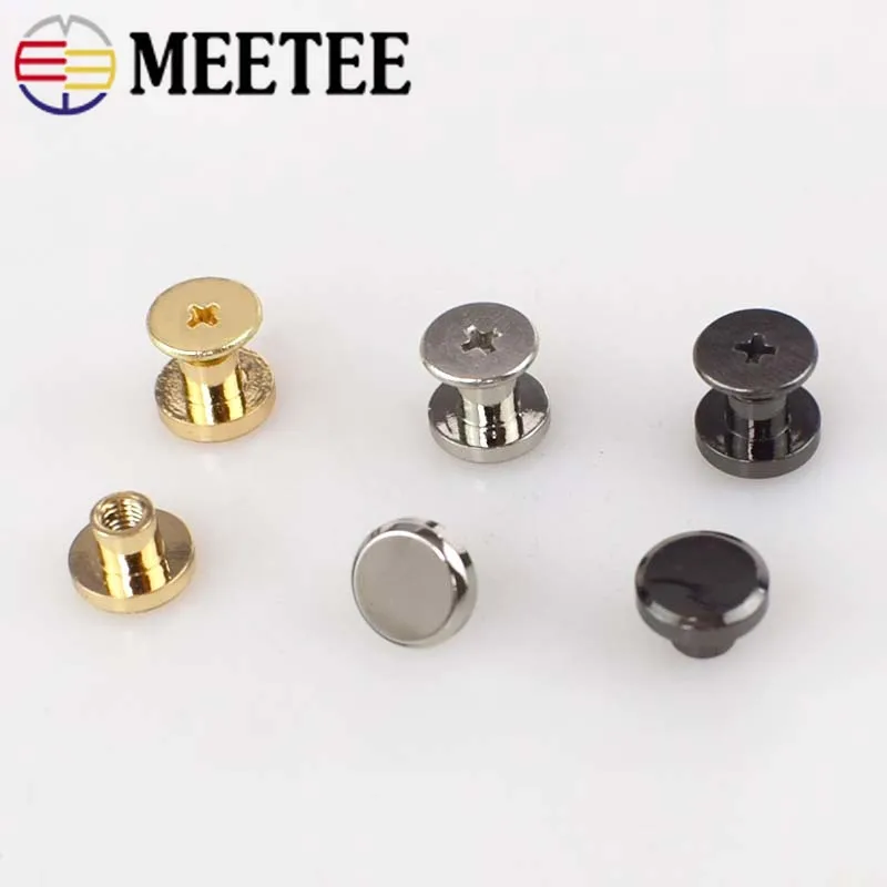 

Meetee 10set 8/10mm Flat Bottom Screw Metal Buckle Button DIY Leather Bag Clothing Decor Craft Sewing Accessories BD395