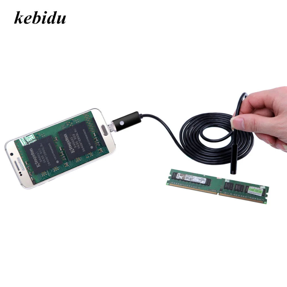 

kebidu 5.5mm USB Endoscope Camera 1m 2m 5m 10m Lens IP67 Waterproof Camera 2 In 1 Endoscope 6 LED Mini Snake Camera for Android