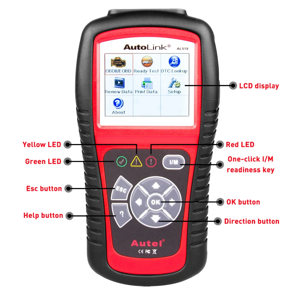 Autel AL519 AL619 OBD2 Scanner Diagnostic Tool Car Diagnostic Scaner Code Reader Automotriz ABS,SRS Automotive Scanner Scan Tool best car inspection equipment