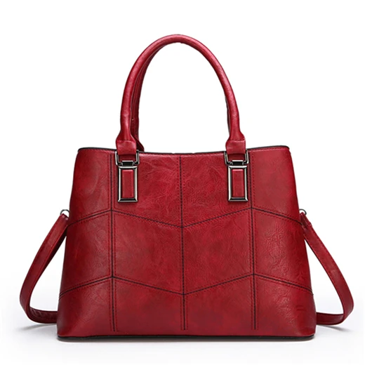 Women Luxury Leather Handbags High Quality Women Bags Designer Ladies Shoulder Bag Woman Big Tote Messenger Bags For Women - Цвет: Red