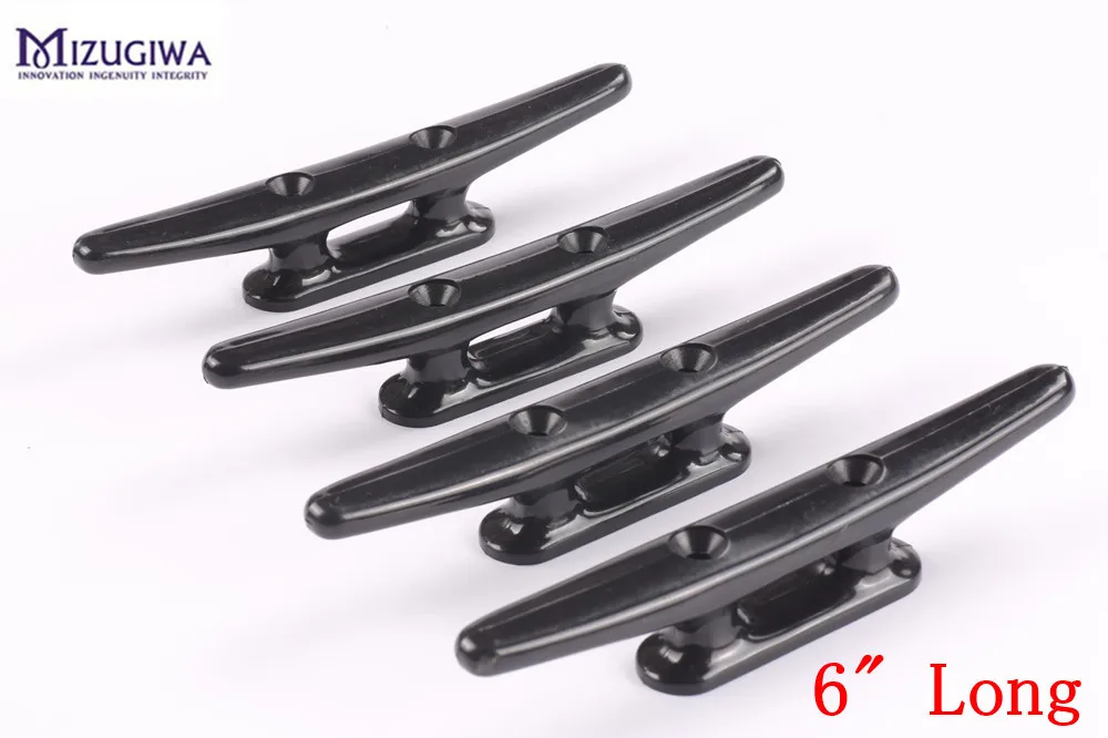 4Pcs/lot Mizugiwa Marine Boat Cleat 6" Light Duty Black Nylon Base