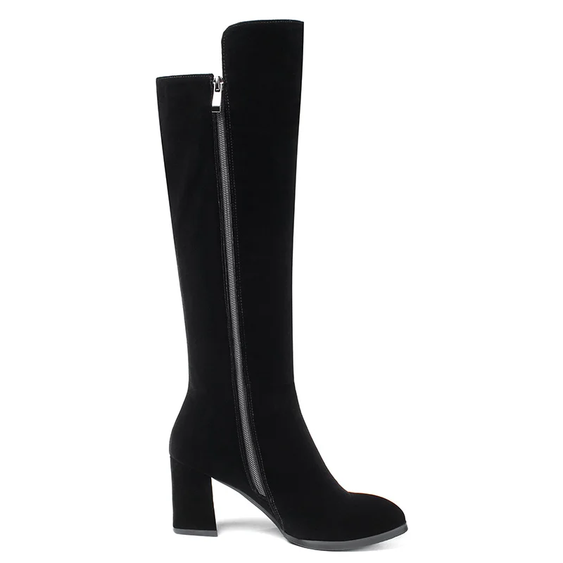 En Noir Femme Talons Flock Genou Femmes Charme Wetkiss Épais D'hiver Chaussures Bottes Métal Pour Glissière Haute À YeDHIWE29