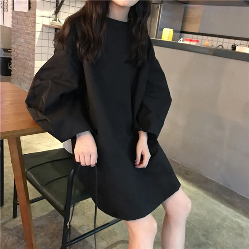 Hoodies Women O-Neck Puff Sleeves Dot Printed Loose Kawaii Simple All-match Korean Style Pullovers