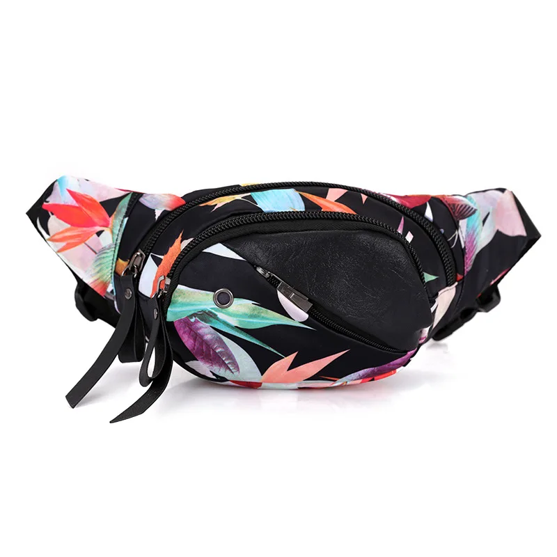 Новая женская многофункциональная сумка с карманами и принтом, модная кожаная сумка для мобильного телефона, женские дизайнерские поясные сумки - Цвет: Bamboo flower B